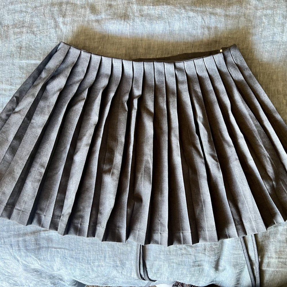 Chu Sau Beauty Gray Pleated Mini Skirt